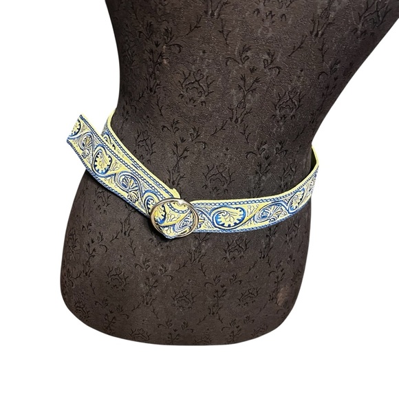 Talbots Vintage New Old Stock Blue Green Woven Tapestry Ribbon Ring Belt Small - Picture 1 of 6